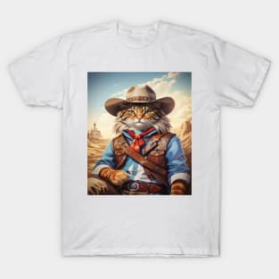 Western Cowboy Cat T-Shirt